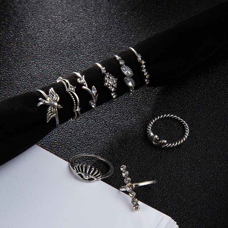 “9 Piece Alloy Silver Fashion Ring Set”