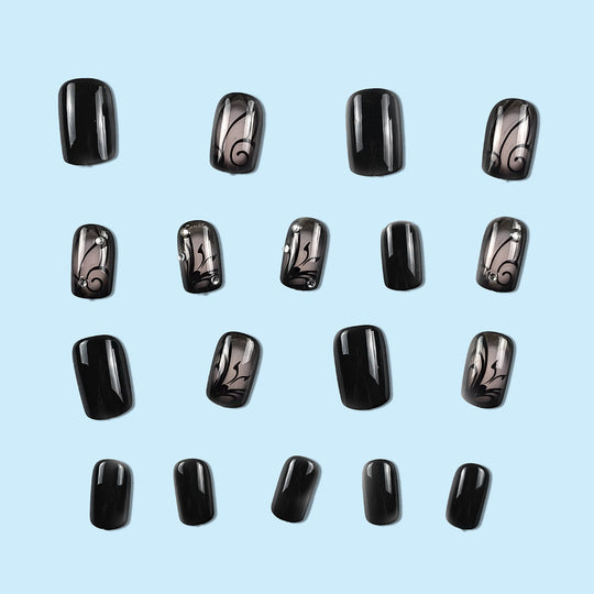 “Elegant Vines Short Square 24 Piece Fashion Nail Set”