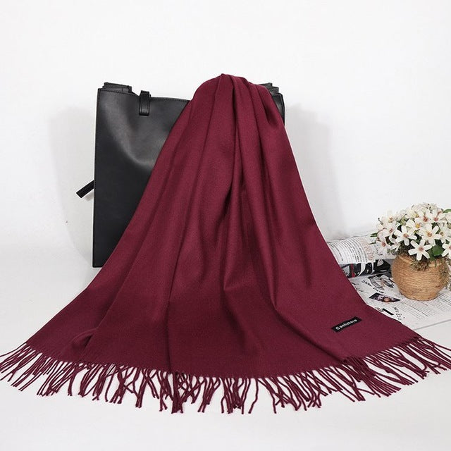 “Fringed Faux Cashmere Scarf”