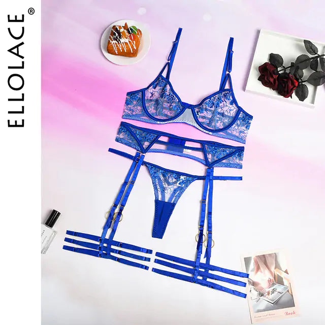 “True Blue 3 Piece Lingerie Set”