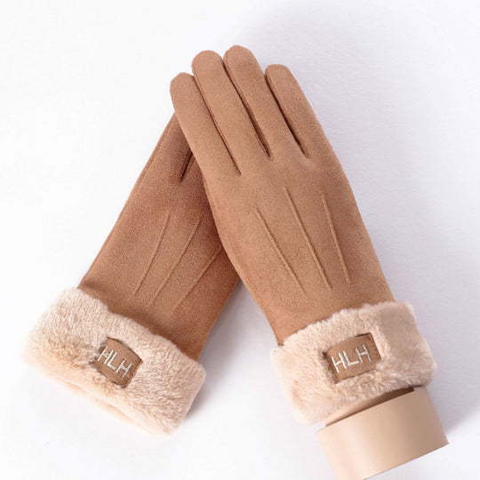 “Lined Faux Suede Gloves”