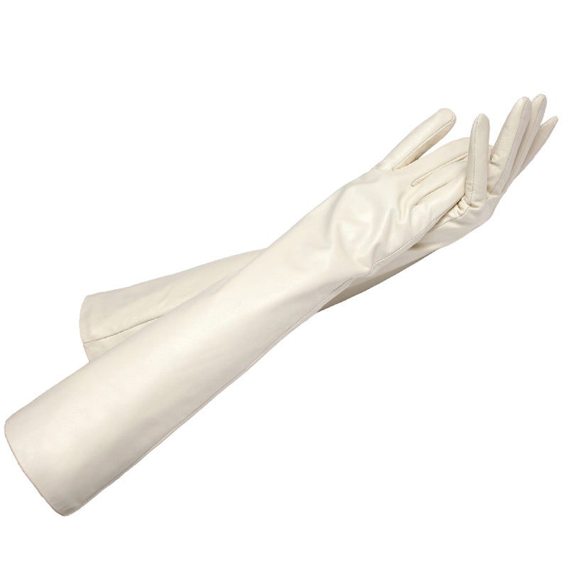 “Faux Leather Elbow Gloves”