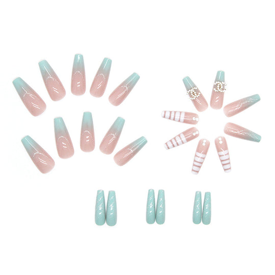 “Seafoam Dreams 24 Piece XL Square Fashion Nails”