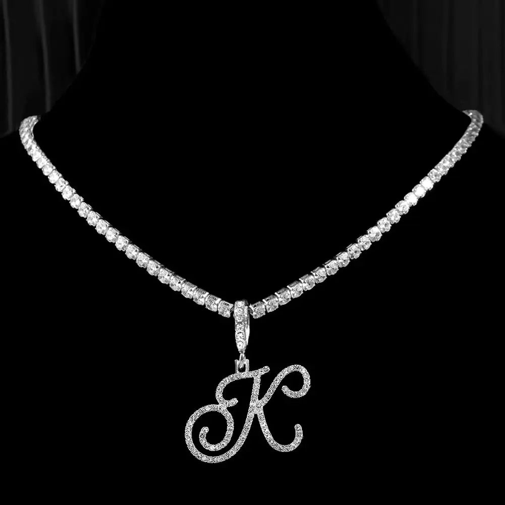 "Faux Diamond Initial Necklace"