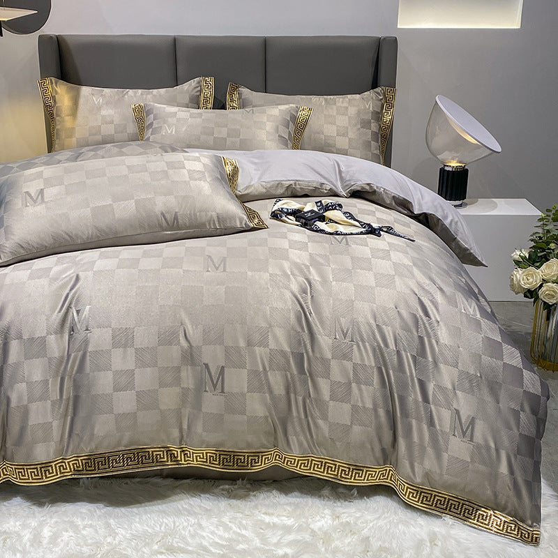 "Greco-Roman Checkers Satin Comforter Set"