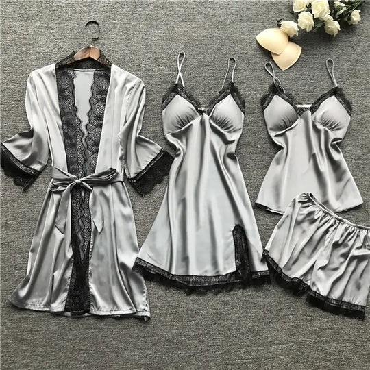 “4 Piece Satin Lingerie Set”