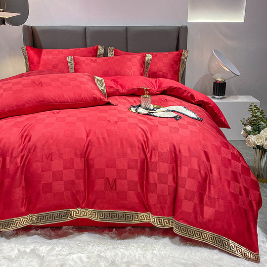 "Greco-Roman Checkers Satin Comforter Set"