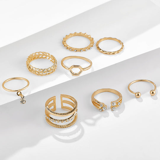 “8 Piece Minimalist Gold Alloy Rings”