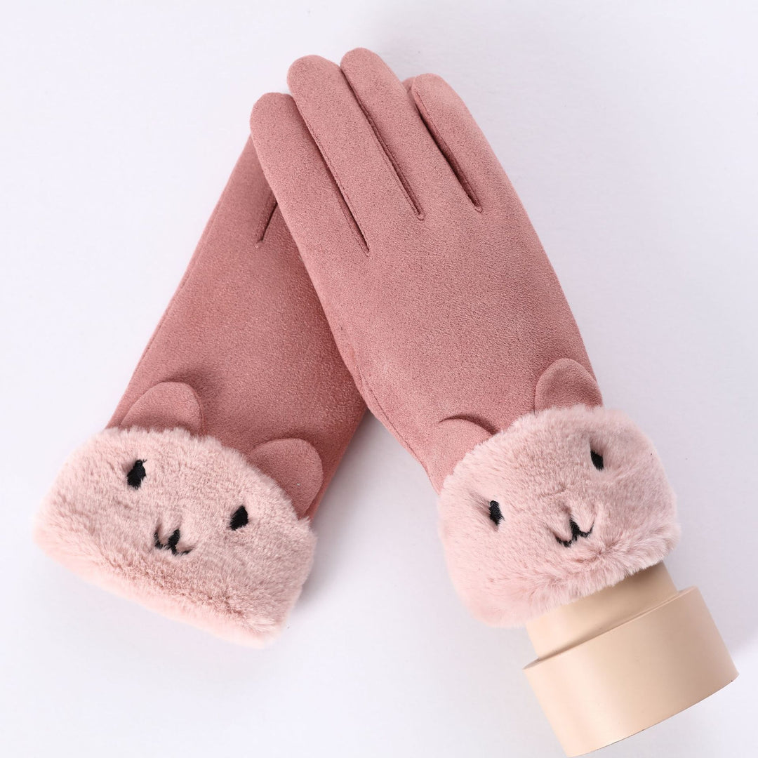 “Lined Faux Suede Gloves”