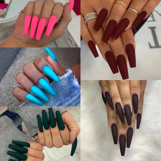 “Matte Dreams Long Ballet Tip Fashion Nails”