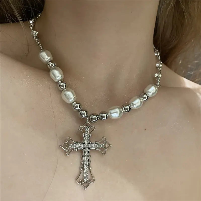 “Vintage Gothic Cross Pendant Necklace”