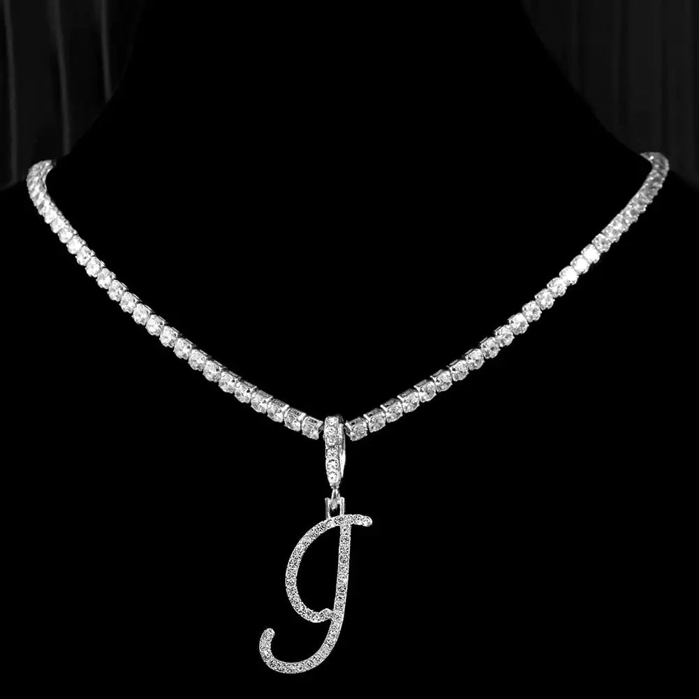 "Faux Diamond Initial Necklace"