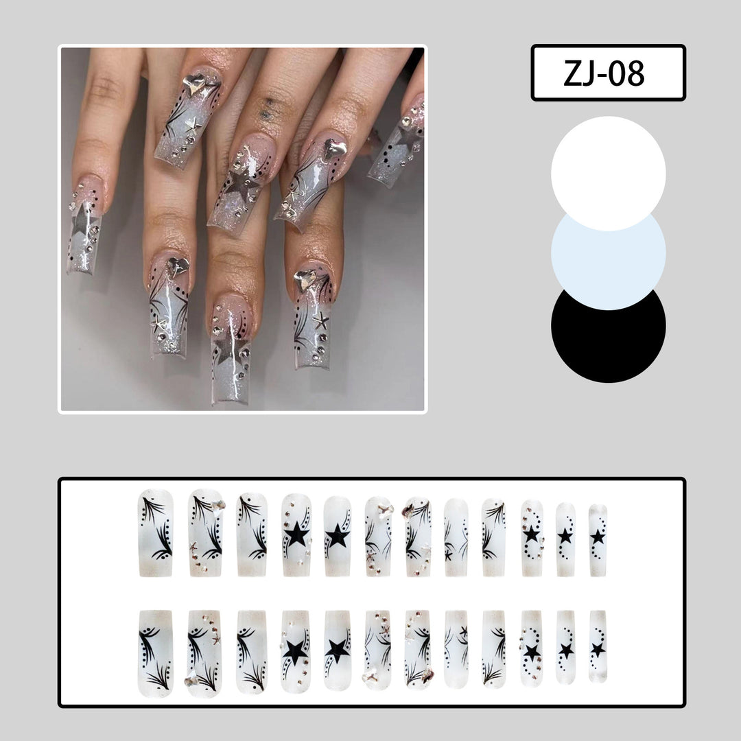 "Star Joy Long Square Tip Fashion Nails"