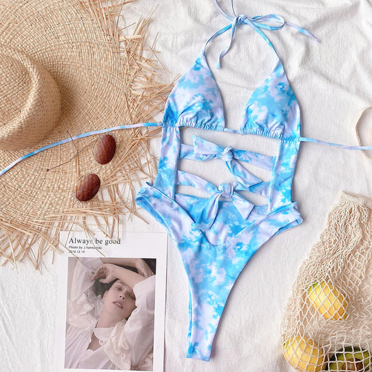 “April Watercolor Front Tie Swimsuit”