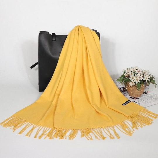 “Fringed Faux Cashmere Scarf”