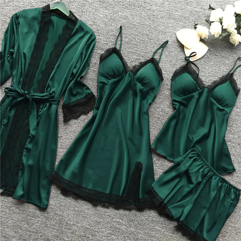 “4 Piece Satin Lingerie Set”