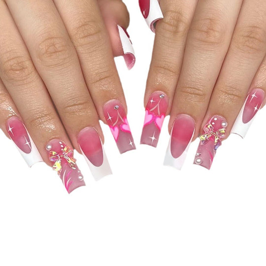 “Hearts and Bows 24 Piece Long Square Fashion Nails”