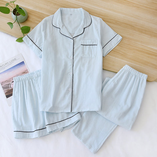 “Gauze Cotton 3 Piece Pajama Shorts Set”