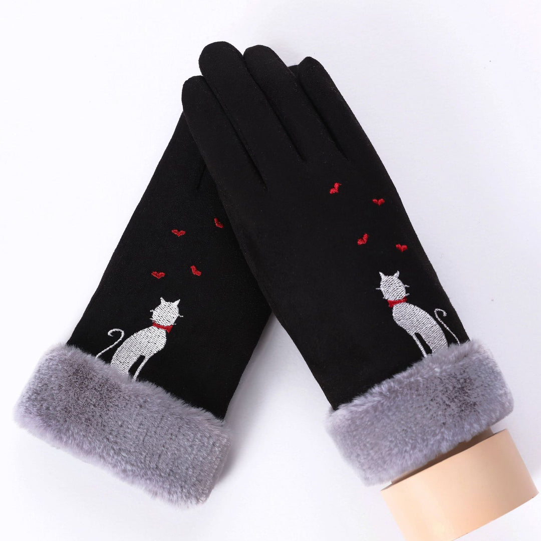 “Lined Faux Suede Gloves”