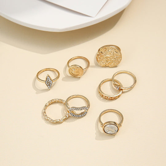 “8 Piece Two Toned Alloy Fashion Rings”