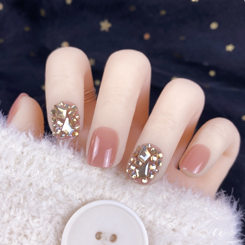 “Gold Lights 24 Piece Square Short Fashion Nail Set”