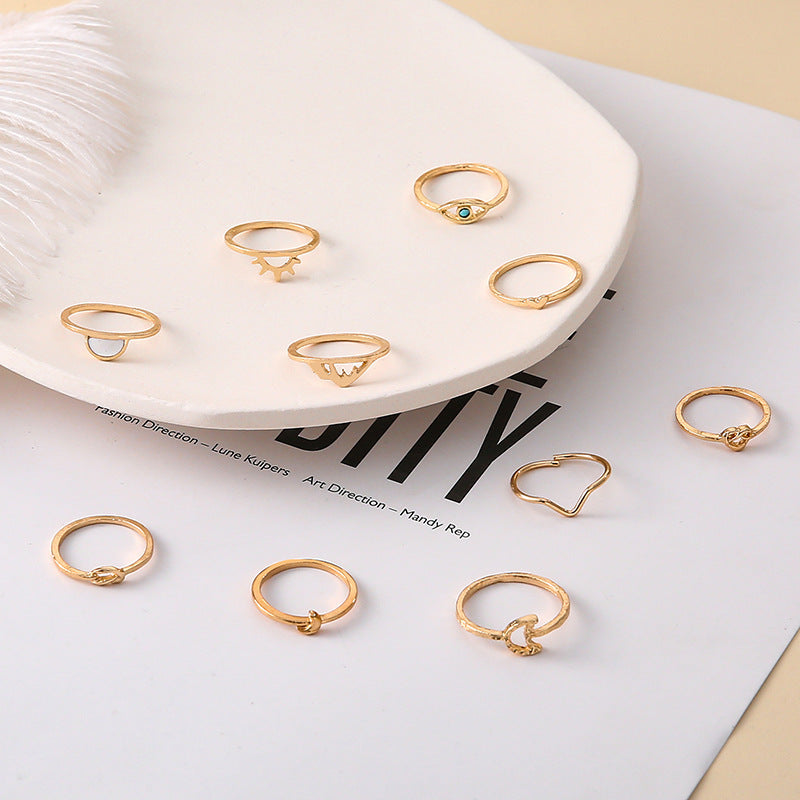 “10 Piece Gold Alloy Fashion Rings”