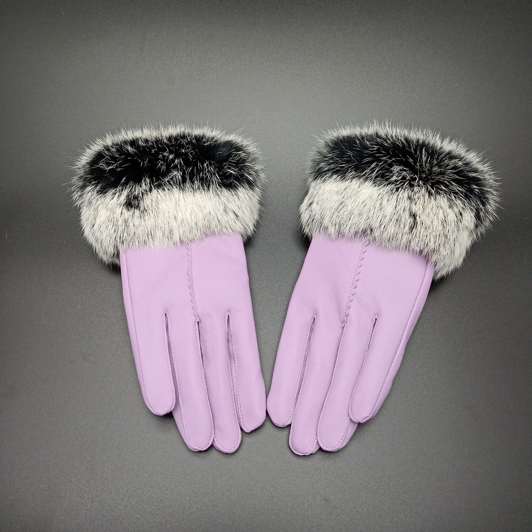 “Faux Rabbit Fur Leather Gloves”