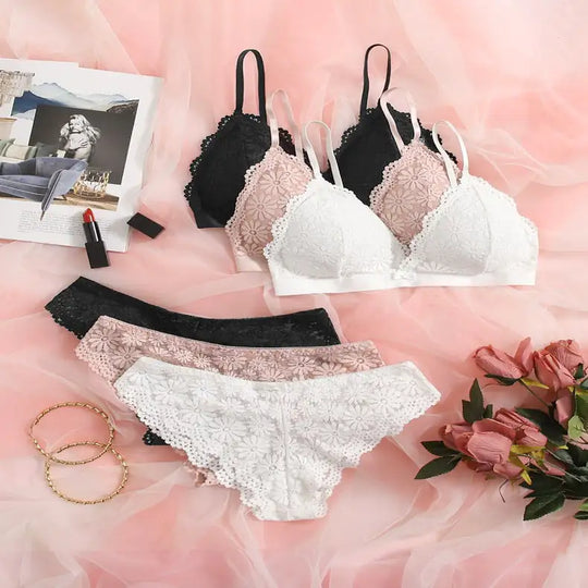 “Innocently Sweet Lace Bra and Panty Set”