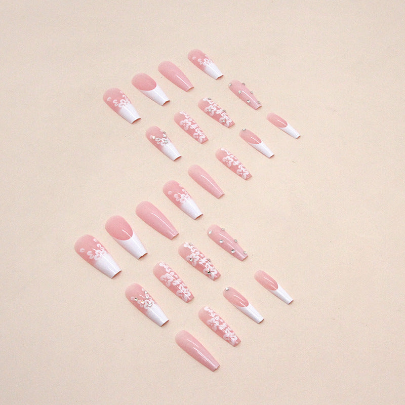 “French Flowers 24 Piece XL Square Fashion Nails”