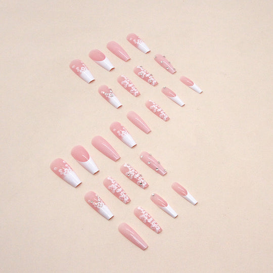 “French Flowers 24 Piece XL Square Fashion Nails”