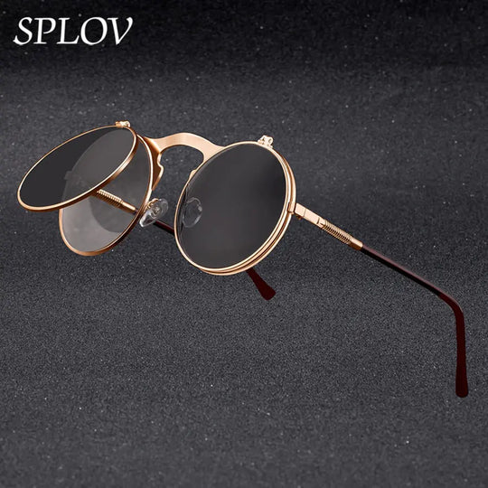 “Vintage Steampunk Flip Fashion Sunglasses”