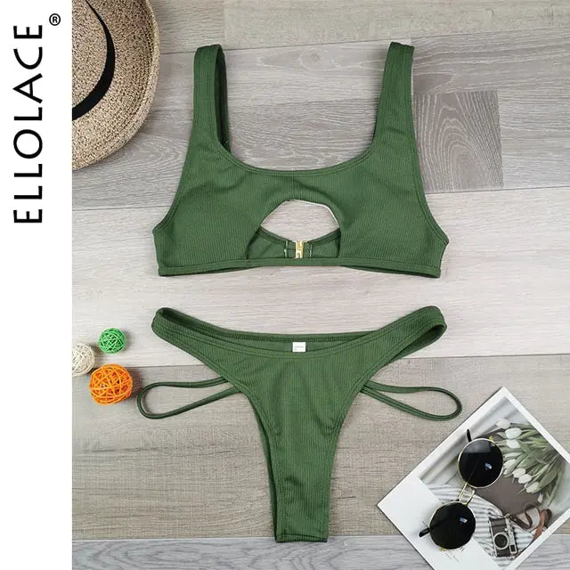 “Ellolace Sharday Hollow Out Micro Bikini”