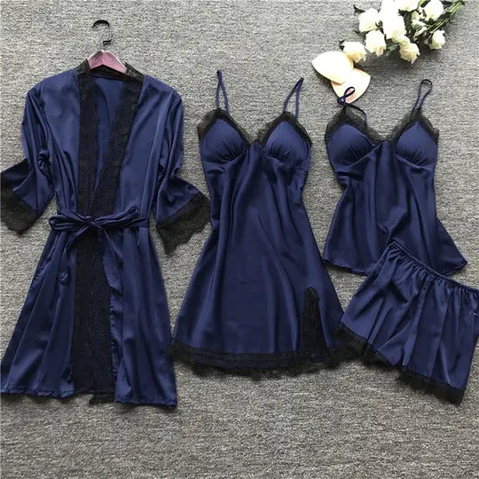 “4 Piece Satin Lingerie Set”