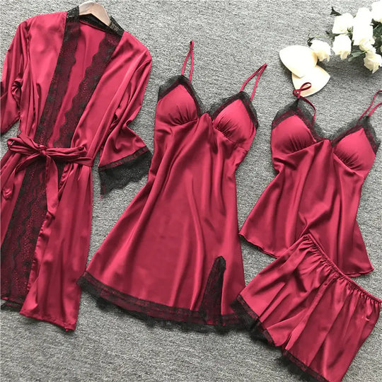 “4 Piece Satin Lingerie Set”