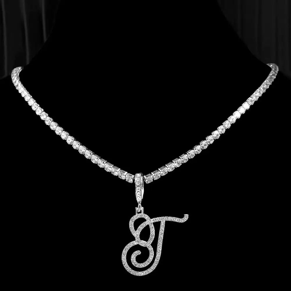 "Faux Diamond Initial Necklace"