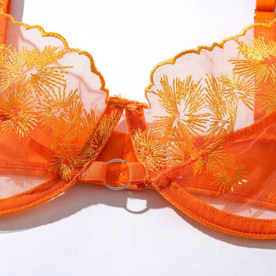 “Ellolace Orange Crush 3 Piece  Lingerie Set”