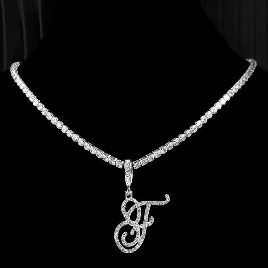 "Faux Diamond Initial Necklace"