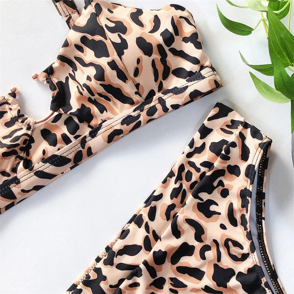 "Sasha Into the Wild Animal Print High Waist Bikini Set"