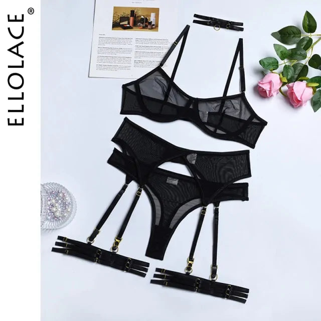 “Ellolace Made You Look 4 Piece Lingerie Set”