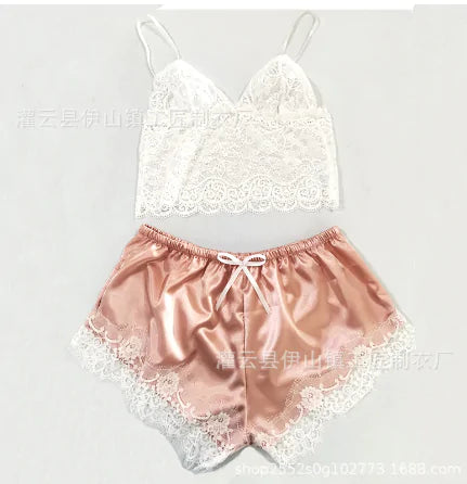 “Sweet Dreams Lace and Satin Shorts Set”