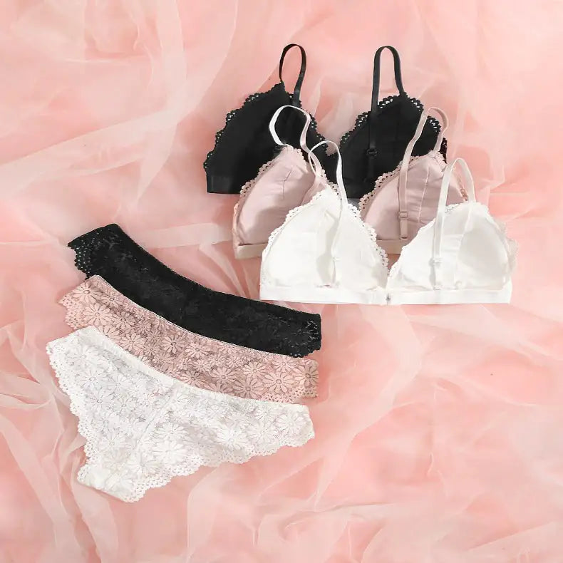 “Innocently Sweet Lace Bra and Panty Set”