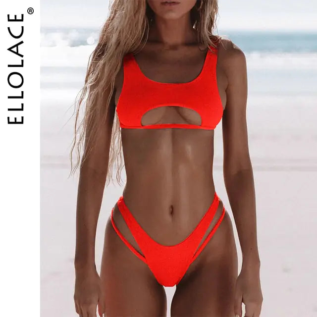 “Ellolace Sharday Hollow Out Micro Bikini”