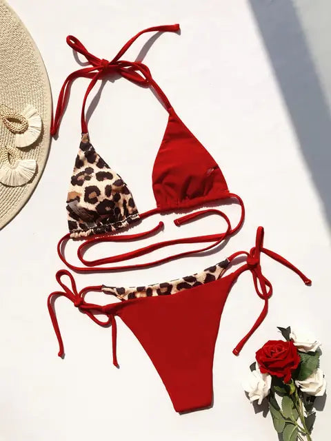 “Ellolace Sheba Leopard Print Tie Bikini”