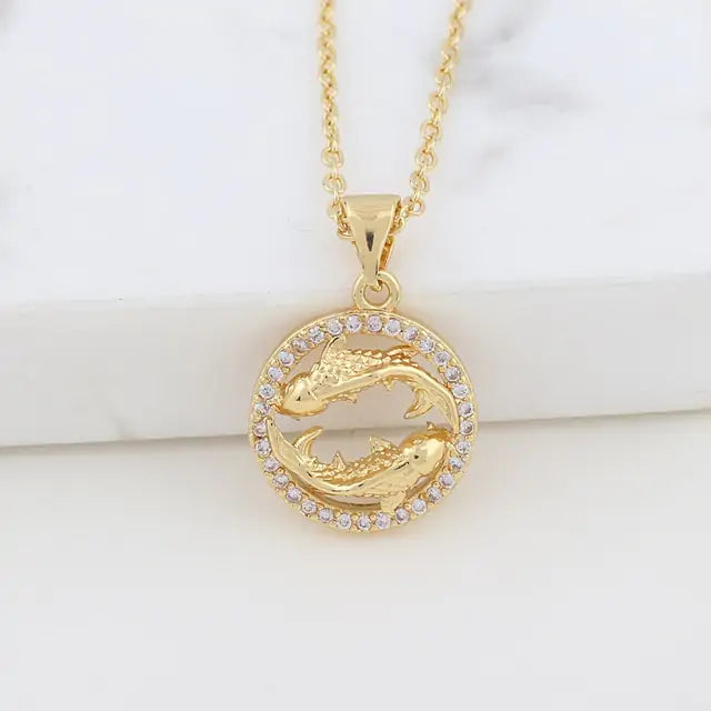 "3D Zodiac Symbol Fashion Necklace"