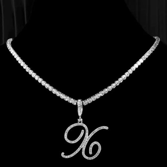 "Faux Diamond Initial Necklace"