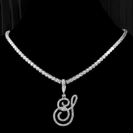 "Faux Diamond Initial Necklace"