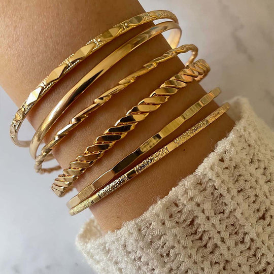 “Stacked Gold Fashion Bangles”