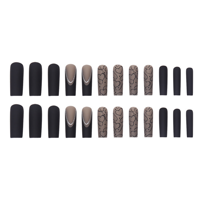 "Black Affair 24 Piece Long Coffin Tip Press-On Nails"