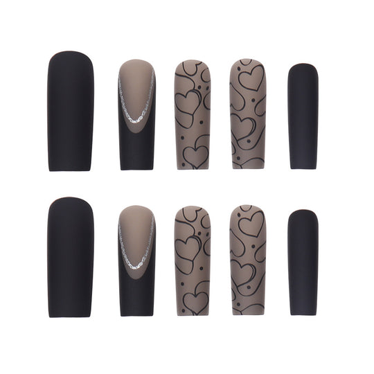 "Black Affair 24 Piece Long Coffin Tip Press-On Nails"