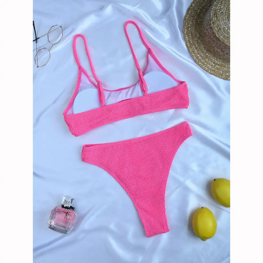 "Katrina Ribbed Cutout Bikini Set"